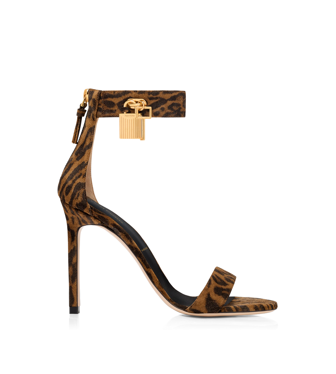 SANDALIA DE ANTE CON CANDADO Y ESTAMPADO DE OCELOT