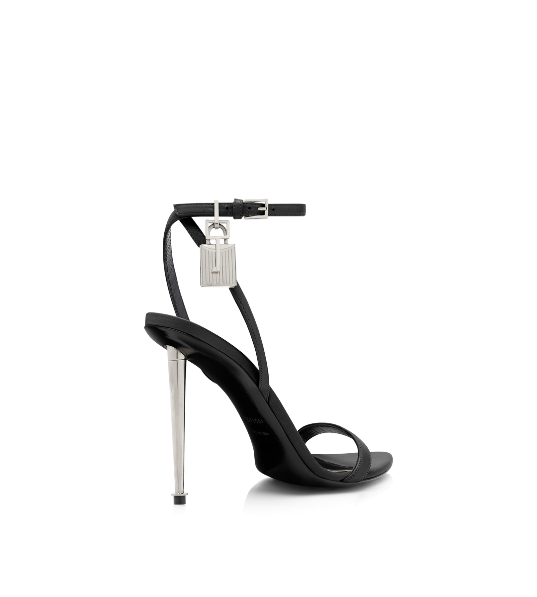 SANDALIA DE PIEL BRILLANTE CON CANDADO Y PUNTA DESNUDA SANDALIA DE PIEL BRILLANTE CON CANDADO Y PUNTA DESNUDA