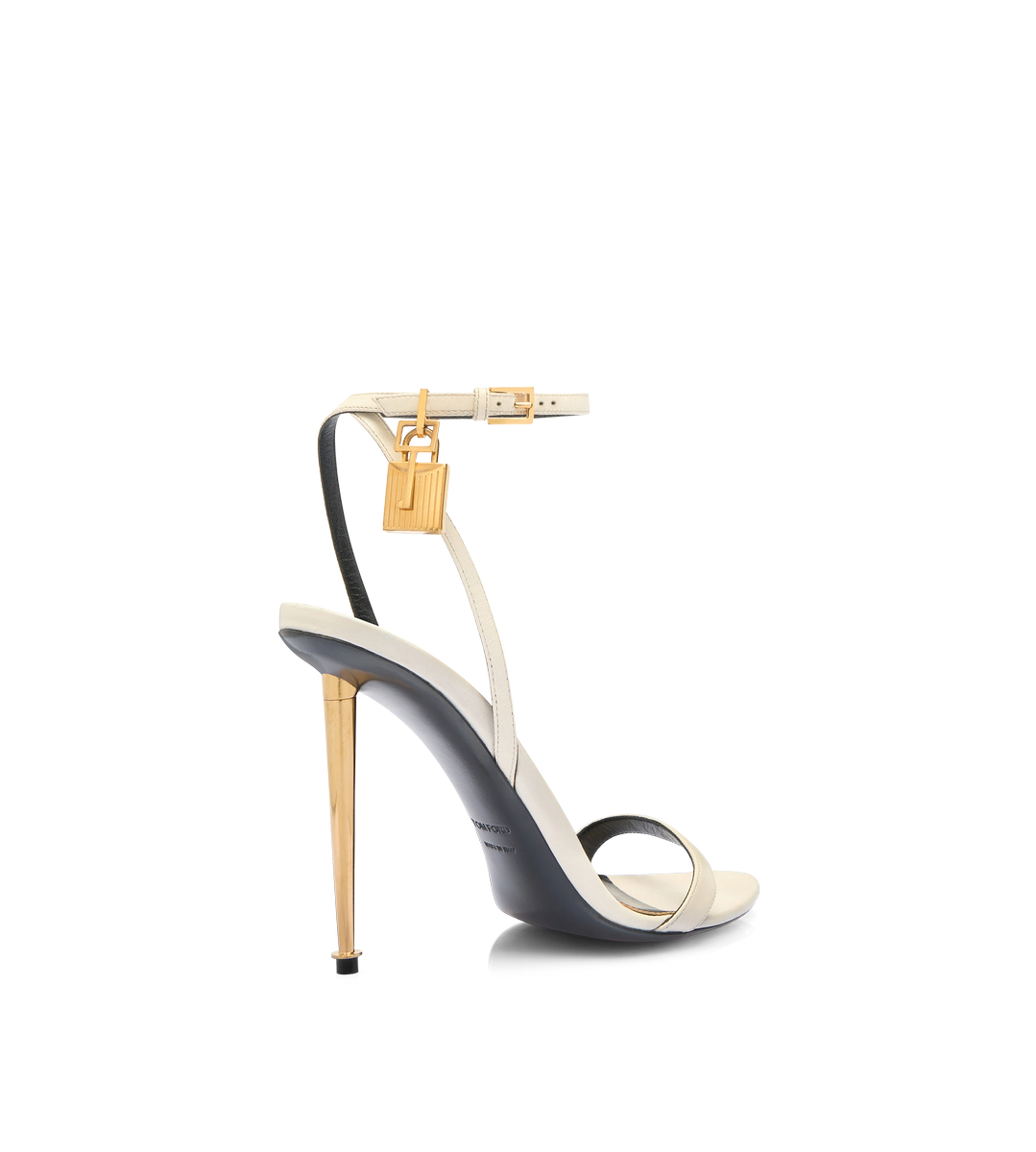 SANDALIA DE PIEL BRILLANTE CON CANDADO Y PUNTA DESNUDA SANDALIA DE PIEL BRILLANTE CON CANDADO Y PUNTA DESNUDA