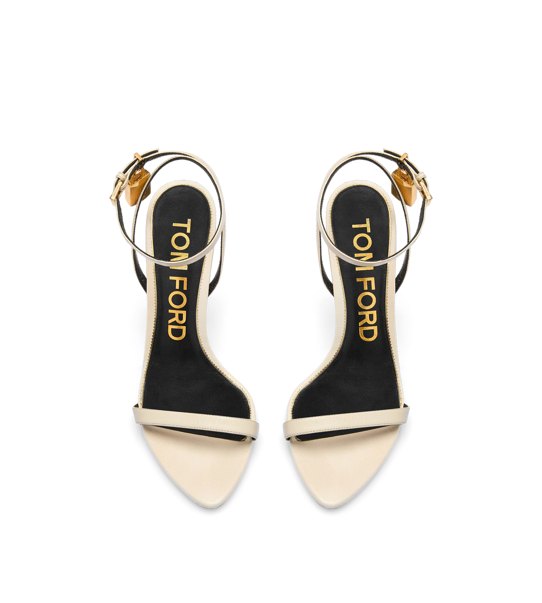 SANDALIA DE PIEL BRILLANTE CON CANDADO Y PUNTA DESNUDA SANDALIA DE PIEL BRILLANTE CON CANDADO Y PUNTA DESNUDA