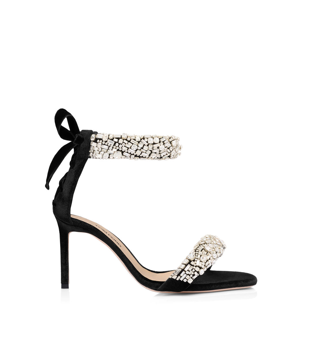 SANDALIA EDIE DE TERCIOPELO ADORNADA CON CRISTALES