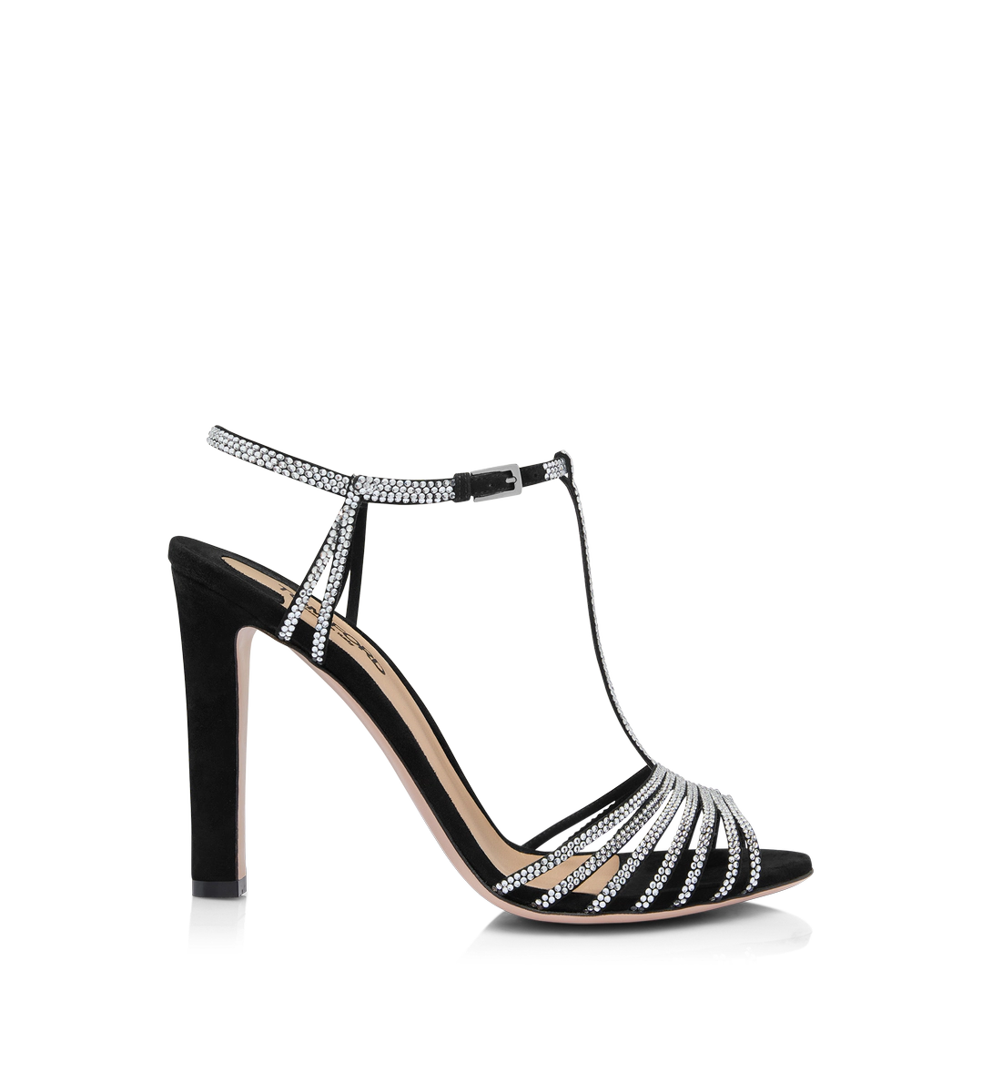 SANDALIA JERRY DE PIEL DE ANTE CON DECORACIÓN DE CRISTALES