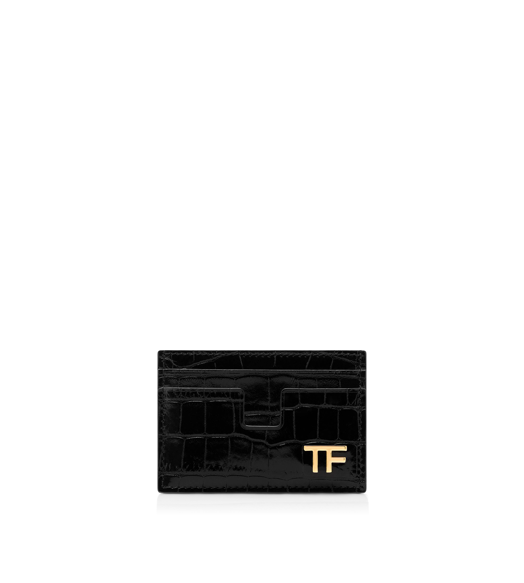 TARJETA TF CLÁSICA DE PIEL DE COCODRILO ESTAMPADA BRILLANTE