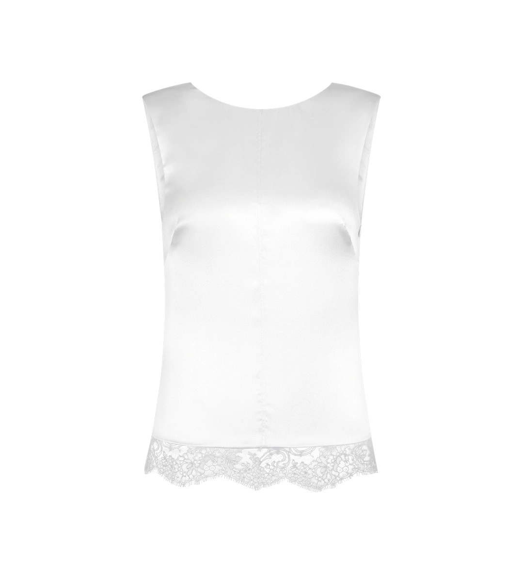 TOP DE SEDA SIN MANGAS CON ESPALDA EN V E INSERCIONES DE ENCAJE