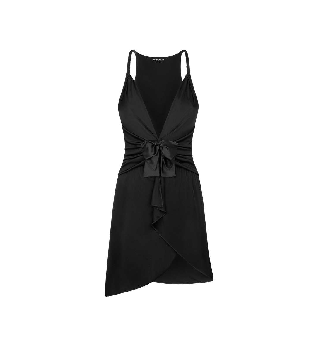 VESTIDO DE CÓCTEL CON CUELLO EN V FRUNCIDO