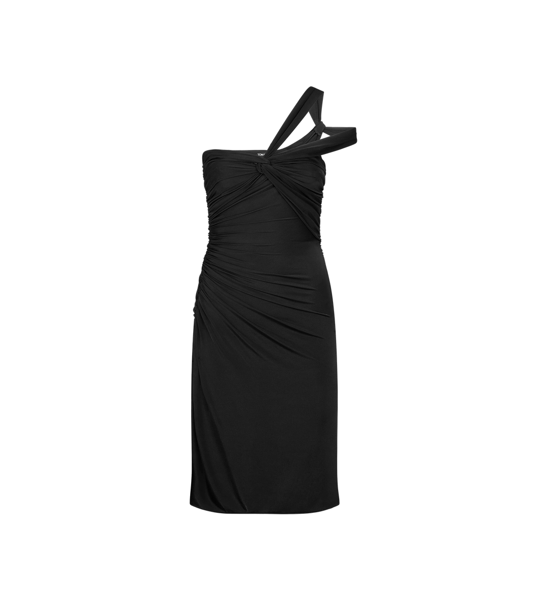 VESTIDO DE CÓCTEL CON UN HOMBRO Y GIRO DELANTERO