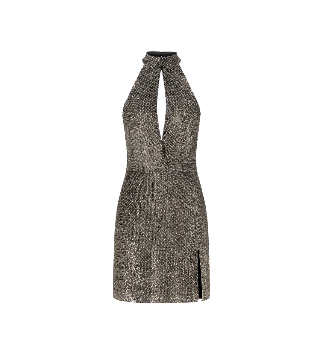 VESTIDO DE CÓCTEL MINI DE GEORGETTE DE SEDA BORDADA