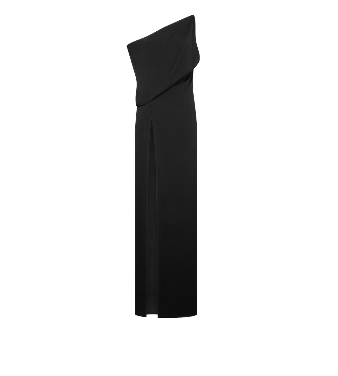 VESTIDO DE NOCHE CON HOMBROS DESCUBIERTOS Y ABERTURA LATERAL