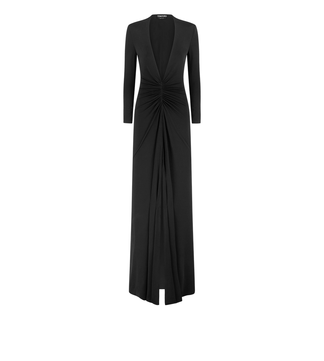 VESTIDO DE NOCHE DE JERSEY DE SABLE ELÁSTICO CON ESCOTE EN V PROFUNDO