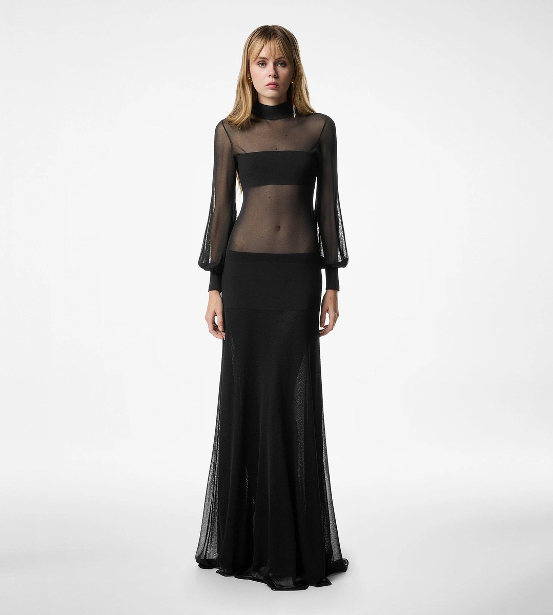 VESTIDO LARGO DE CUELLO ALTO