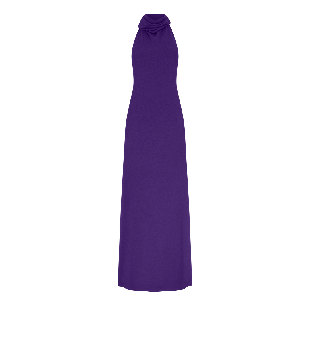 VESTIDO LARGO DE CUELLO HALTER CON BOLSILLOS Y ESPALDA ABIERTA