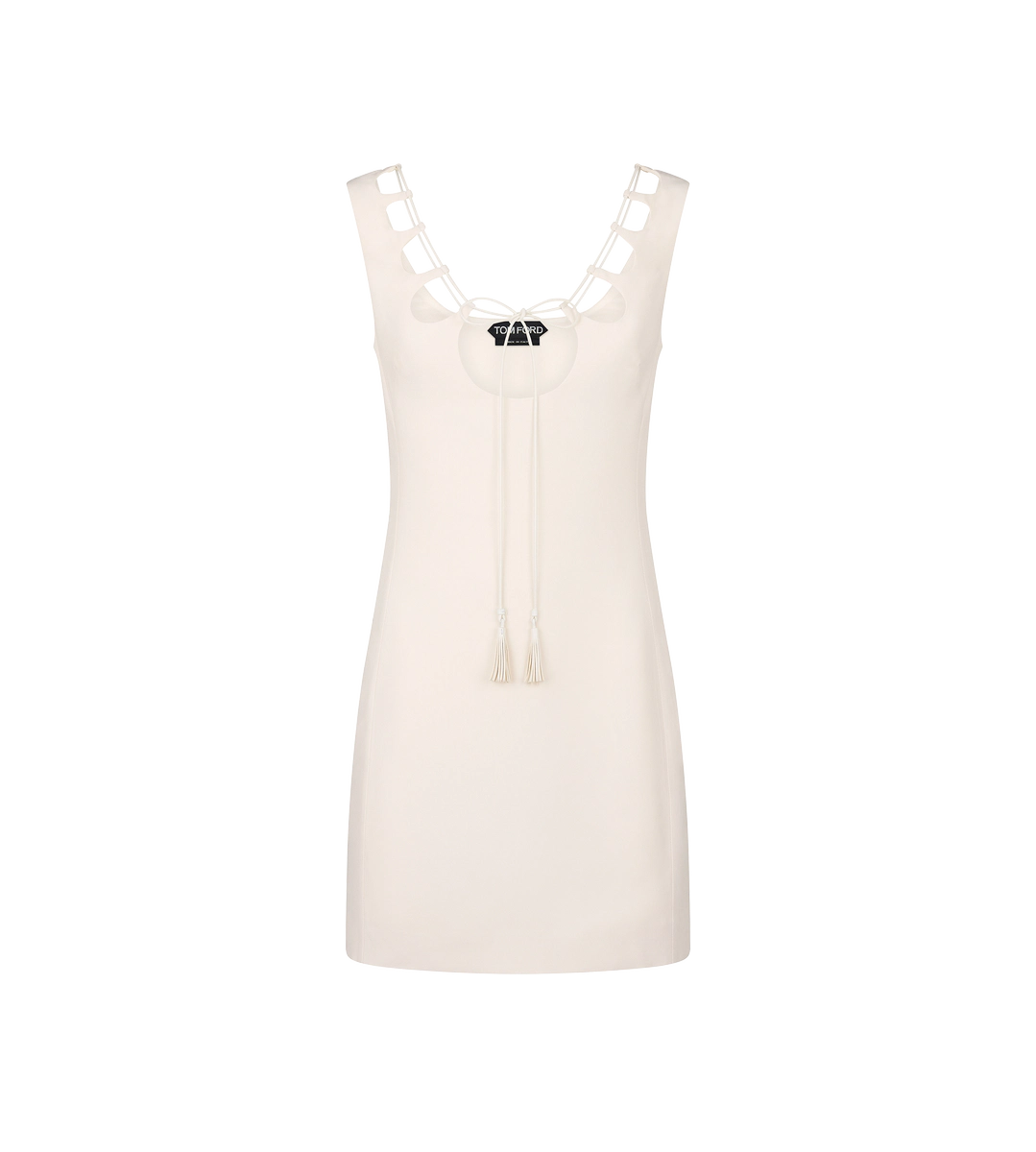 VESTIDO MINI DE CÓCTEL CON ESCOTE CORTADO CON CORDÓN