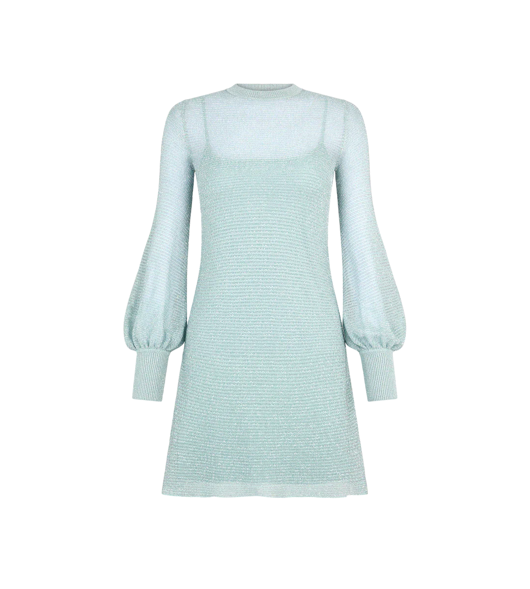 VESTIDO MINI DE CUELLO REDONDO Y MANGA LARGA