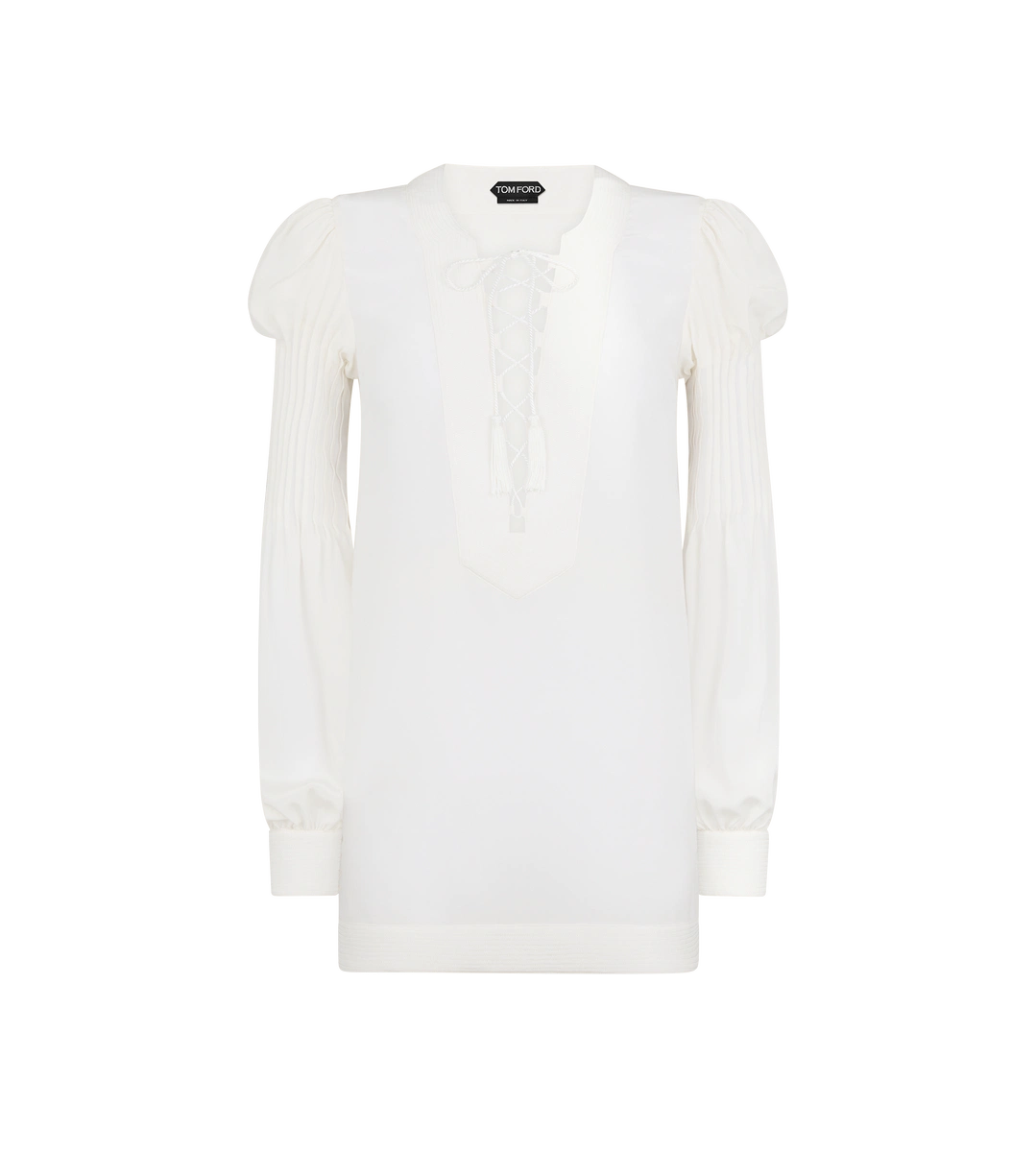 VESTIDO MINI DE MANGA LARGA CON CORDONES CRUZADOS