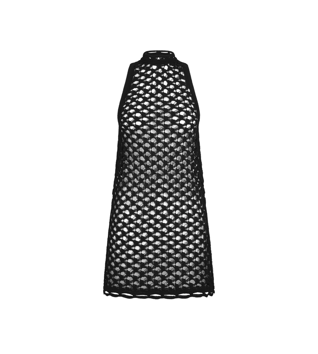 VESTIDO SIN MANGAS CORTAS CON CUELLO ALTO