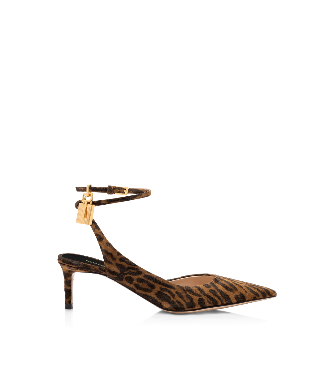 ZAPATO DESTALONADO DE ANTE CON CANDADO Y ESTAMPADO DE OCELOT